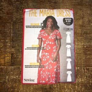 Simply Sewing Pattern The Maria Dress Flutter Sleeve Wrap Dress 4-18 UNCUT